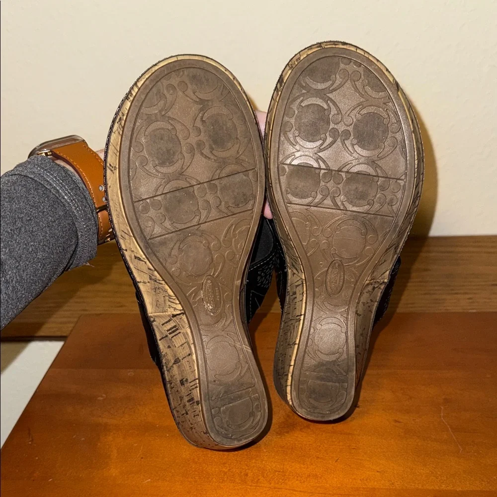Dr.‎ Scholl's Black Cork Wedge Sandals Thong